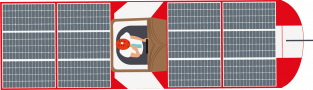 solar class boat icon grey red and brown